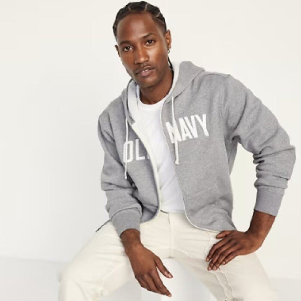 Old Navy Loose Logo Zip Hoodie Jacket Heather Gray Size Small NWT